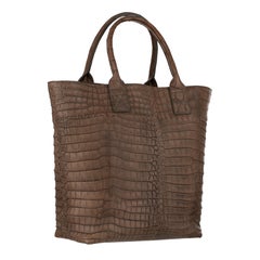 Bottega Veneta Matte Brown Crocodile Top Handle Tote Weekender