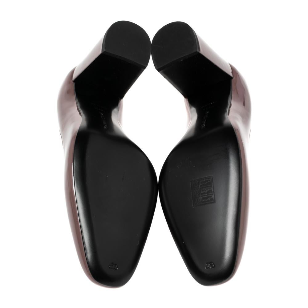 Bottega Veneta Mauve Patent Leather Intrecciato Block Heel Pumps Size 39.5 In New Condition In Dubai, Al Qouz 2
