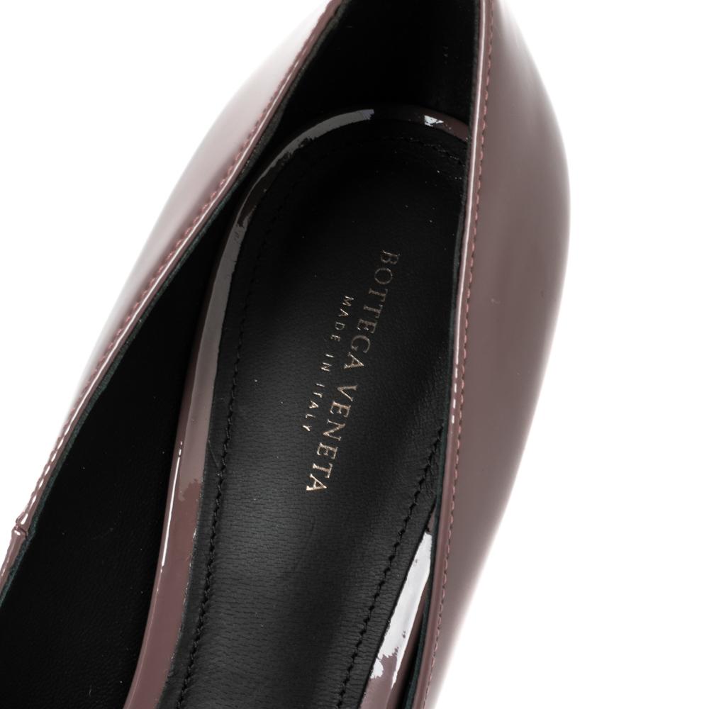 Bottega Veneta Mauve Patent Leather Intrecciato Block Heel Pumps Size 39.5 1
