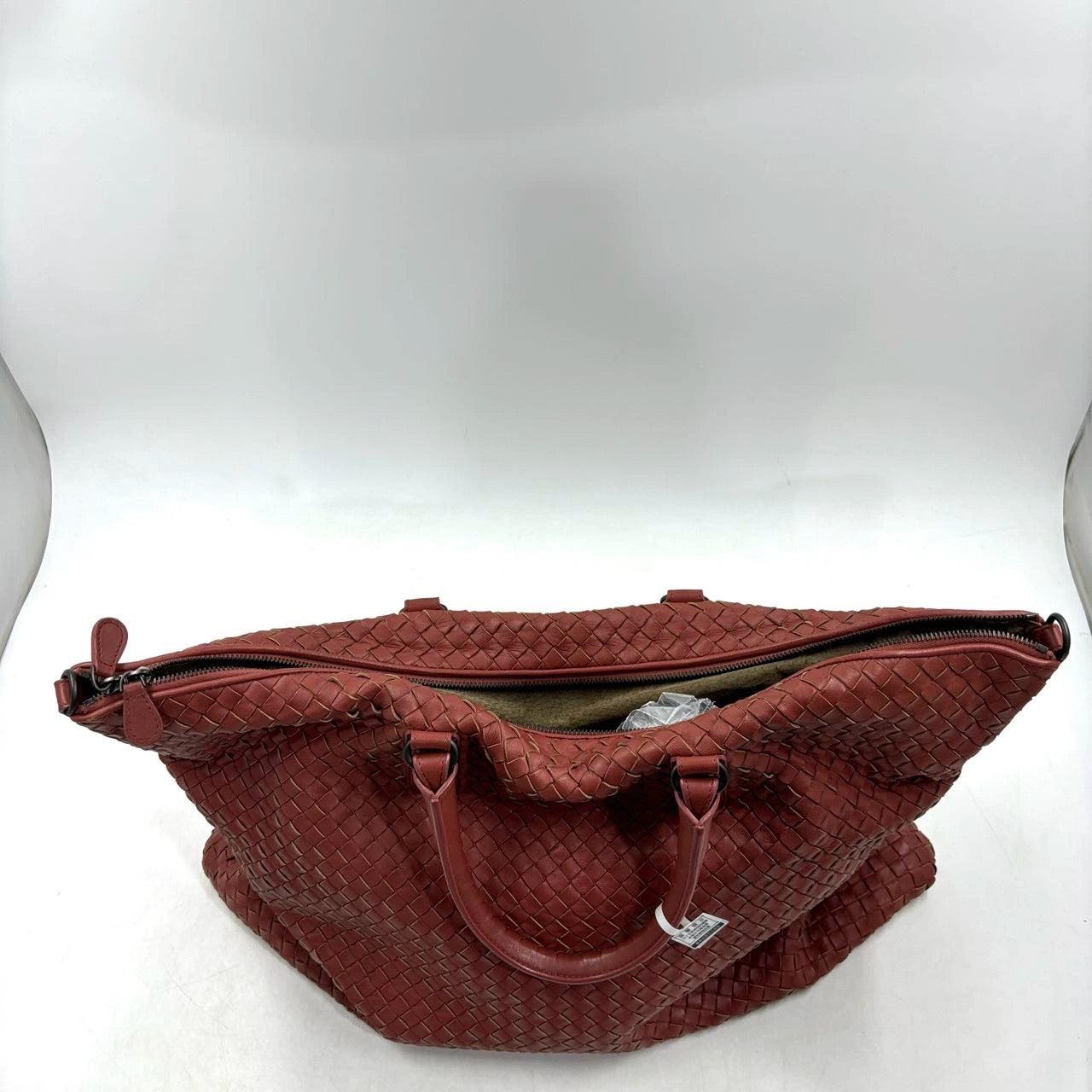 Women's Bottega Veneta Maxi Convertible Tote Bag Brick Red Leather Two-way Carry 50cm