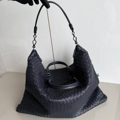 Bottega Veneta Maxi Convertible Tote Bag Dark Navy Leather 50cm