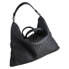Bottega Veneta Maxi Convertible Tote Bag Hobo Black Leather Two-way Carry 50cm