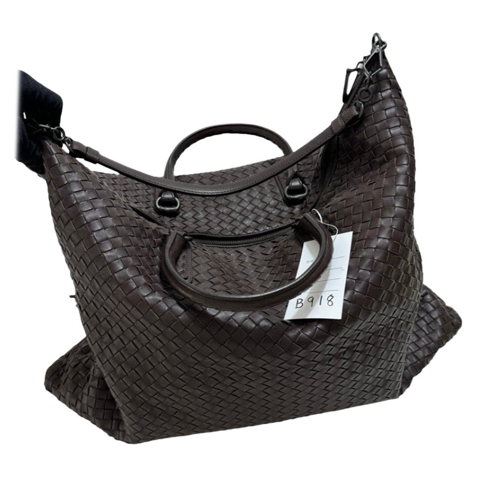 Bottega Veneta Maxi Convertible Tote Bag Hobo Brown Leather Two-way Carry 50cm