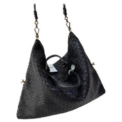 Bottega Veneta Maxi Convertible Tote Bag Hobo Dark Navy Leather Two-way Carry