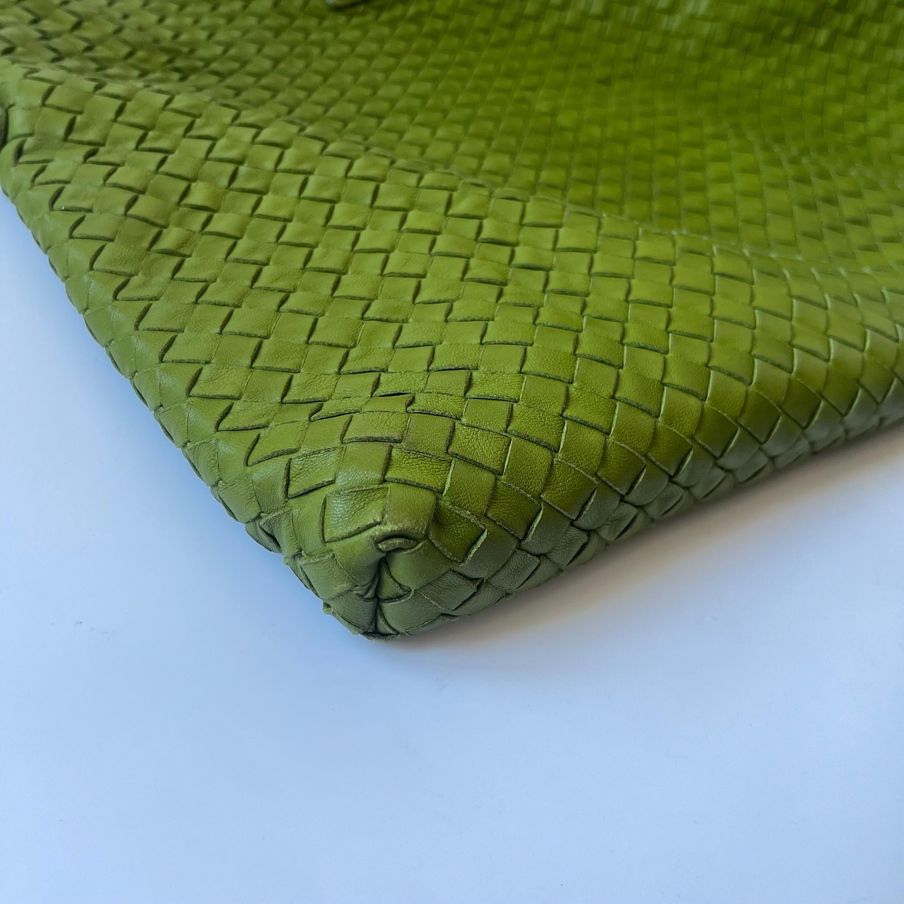 Bottega Veneta Maxi Convertible Tote Bag Hobo Green Leather Two-way Carry 52cm 6