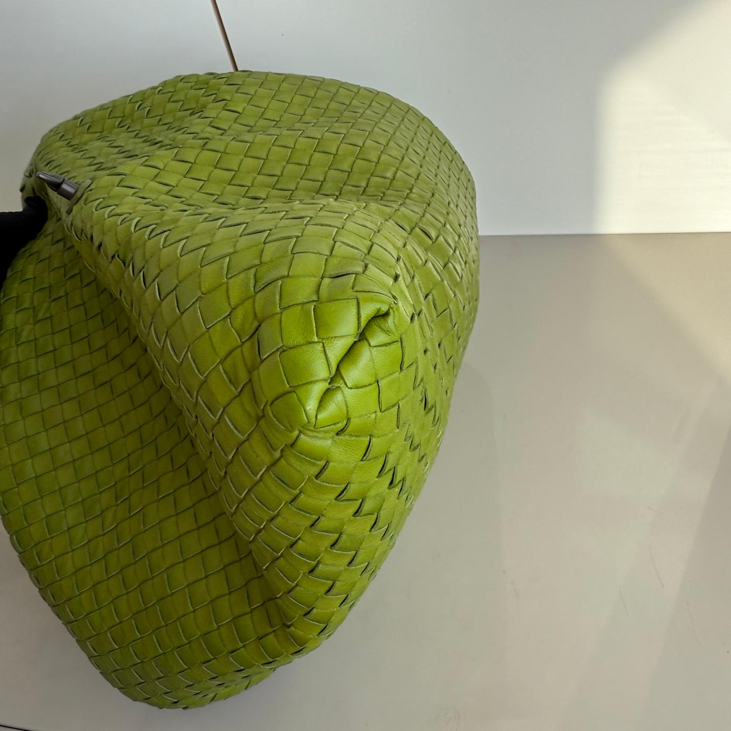 Bottega Veneta Maxi Convertible Tote Bag Hobo Green Leather Two-way Carry 52cm 5