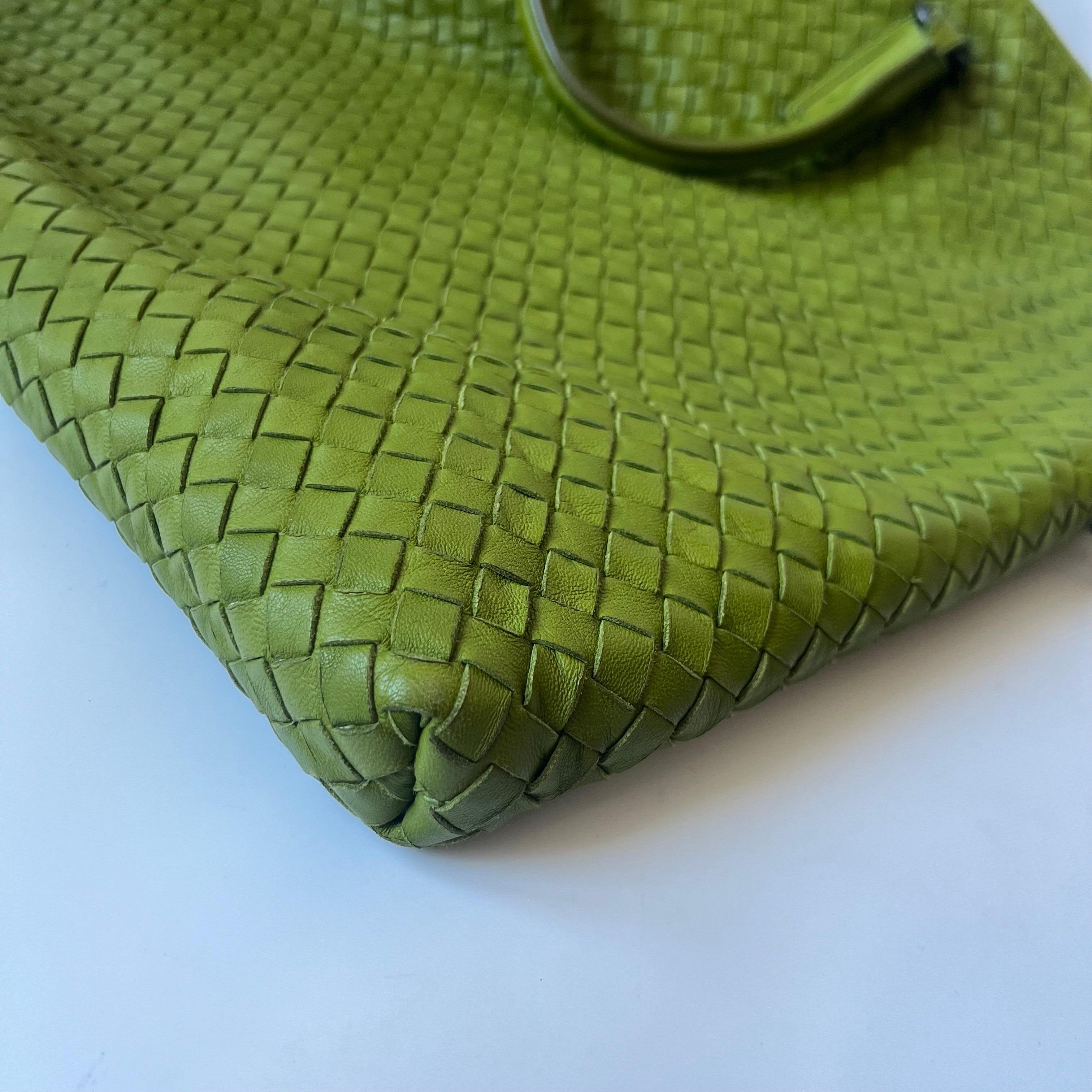 Bottega Veneta Maxi Convertible Tote Bag Hobo Green Leather Two-way Carry 52cm 2