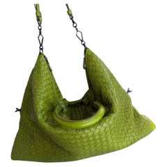 Bottega Veneta Maxi Convertible Tote Bag Hobo Green Leather Two-way Carry 52cm