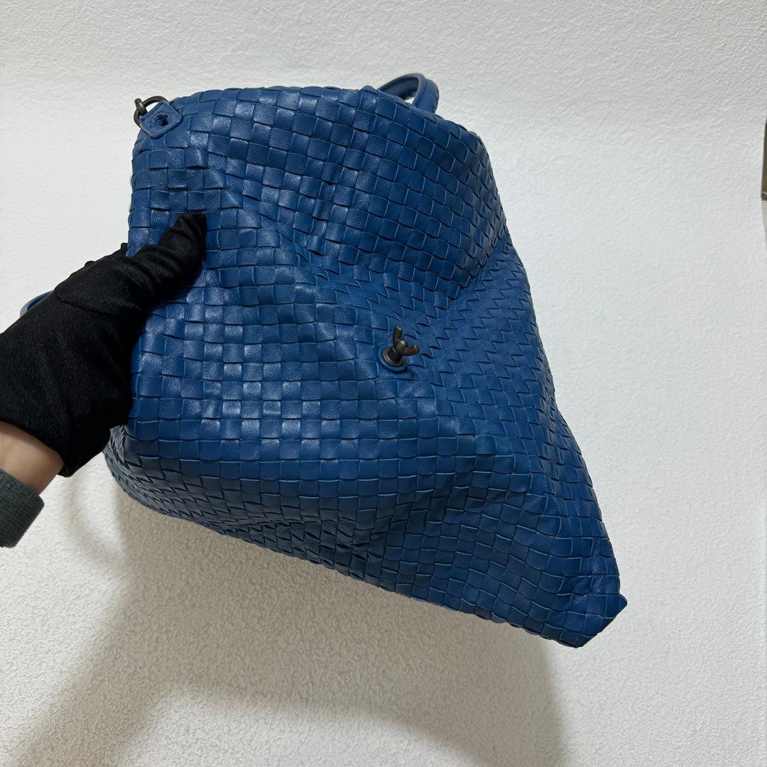 Women's Bottega Veneta Maxi Convertible Tote Bag Hobo Navy Leather Two-way Carry 50cm