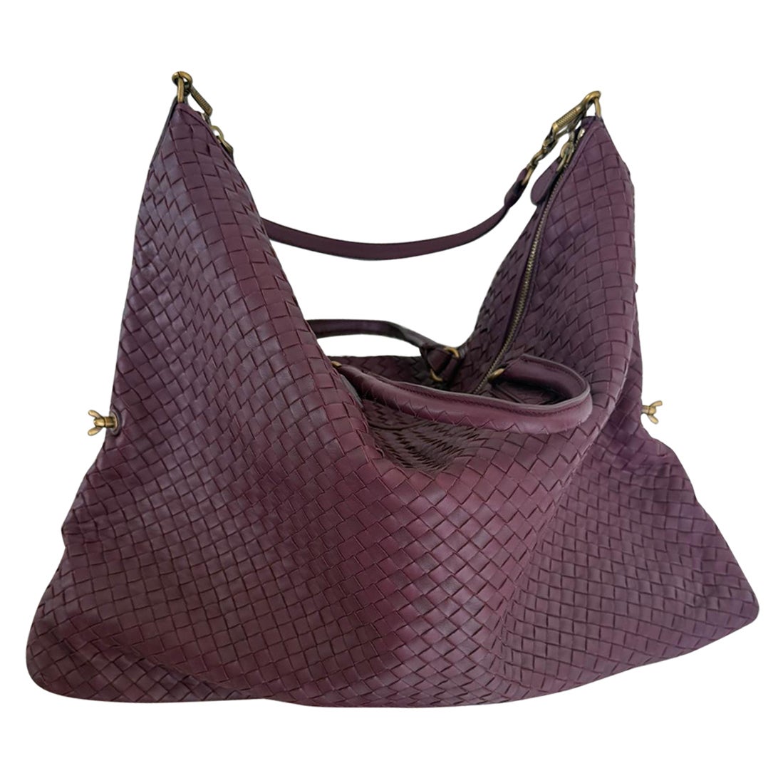 Bottega Veneta Maxi Convertible Tote Bag Wine Burgundy Leather Gold HW 50cm