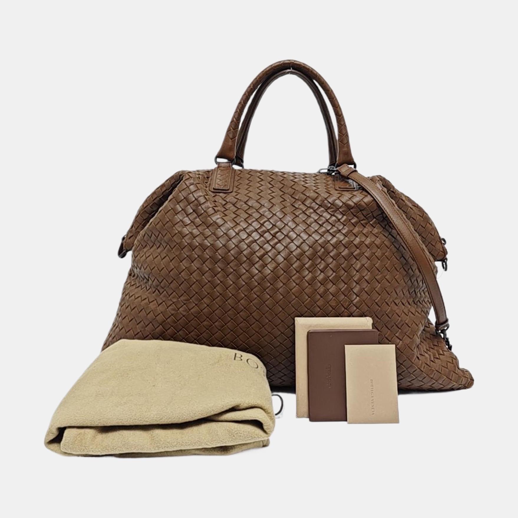 Bottega Veneta Maxi Convertible Tote Dark Chocolate Brown Leather 50cm en vente 3