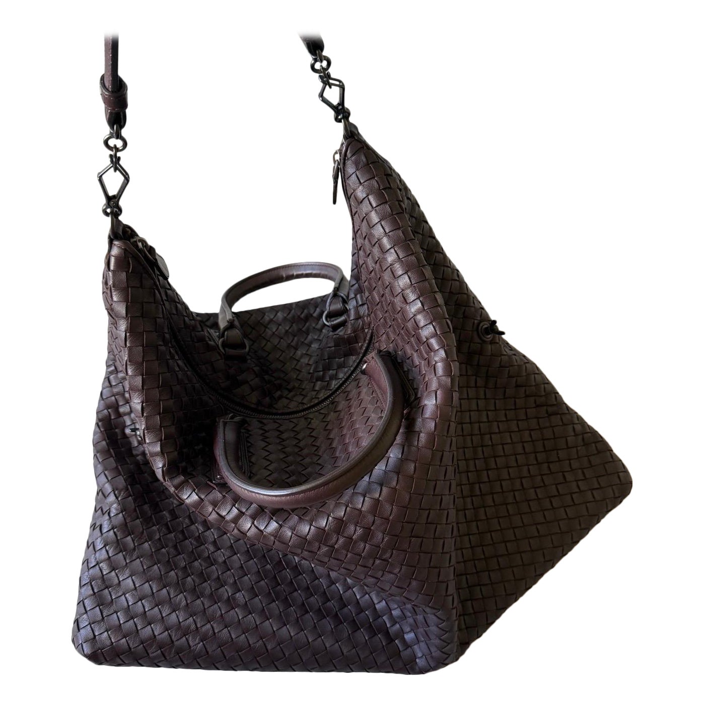 Bottega Veneta Maxi Convertible Tote in pelle marrone cioccolato scuro