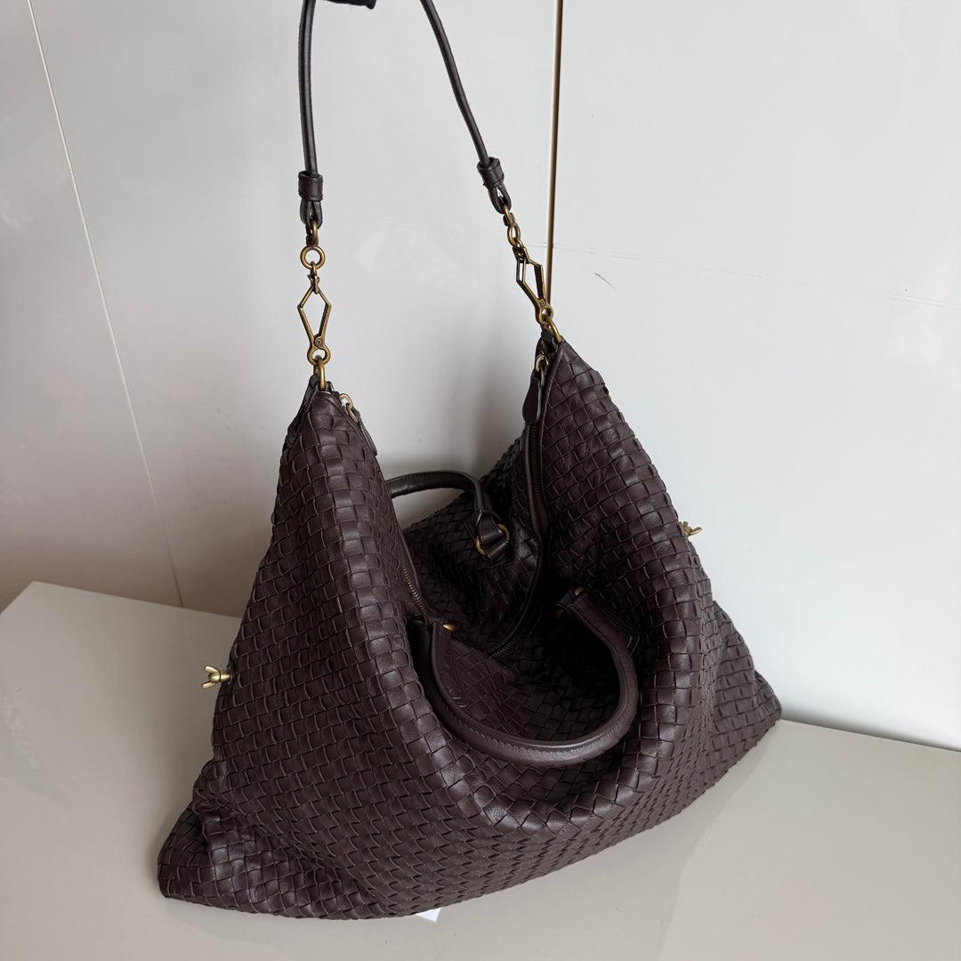 Bottega Veneta Maxi Convertible Tote Dark Chocolate Brown Leather Gold HW 50cm
 These are professional photos of the actual bag offered by Luxbags.
 This Bottega Veneta Convertible Tote Bag is an exceptional piece of luxury, crafted from iconic