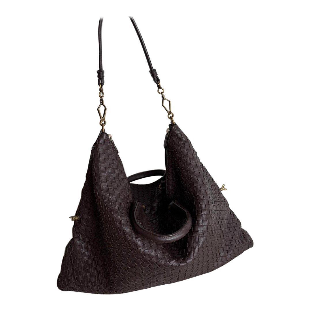 Bottega Veneta Maxi Convertible Tote Dark Chocolate Brown Leather Gold HW 50cm