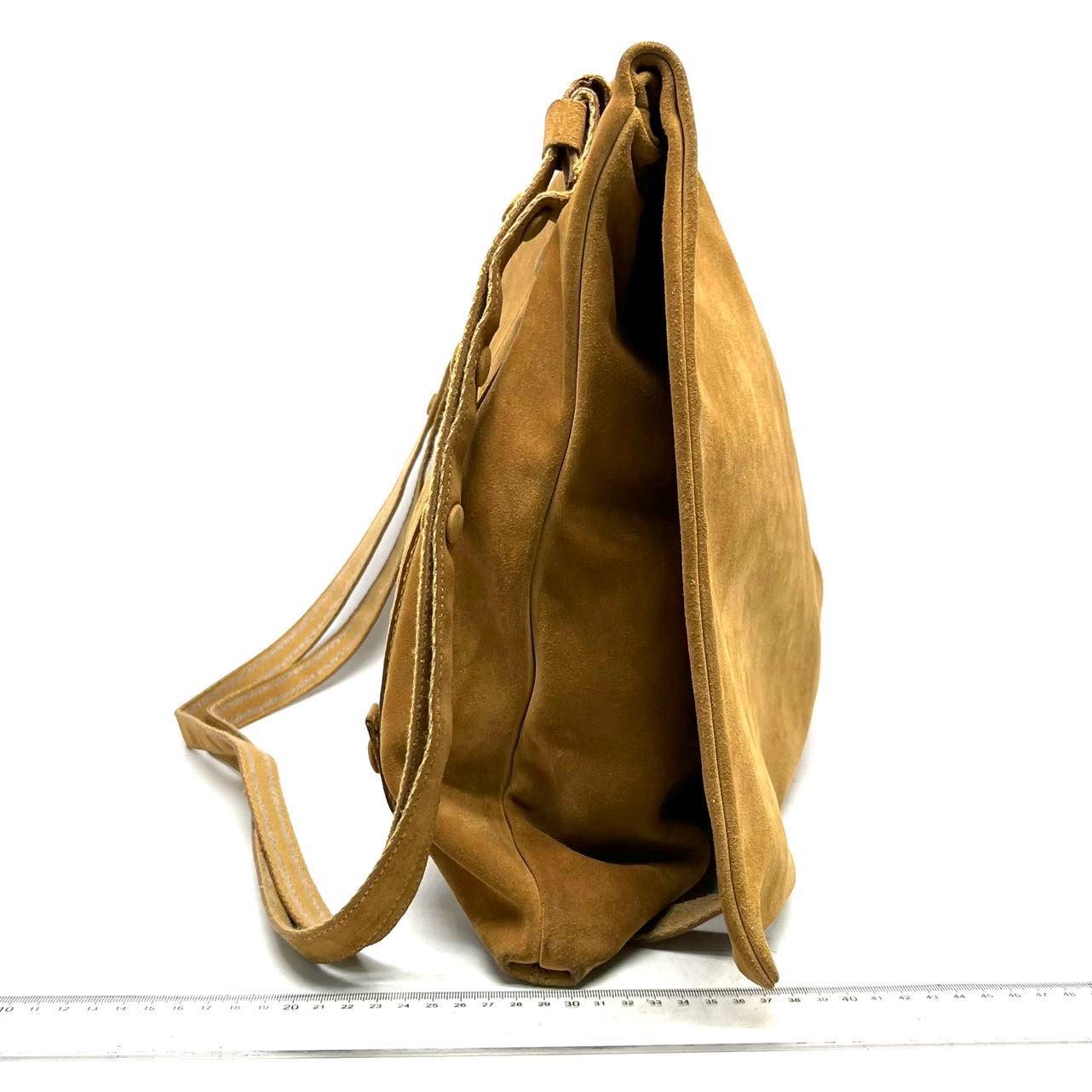 Brown Bottega Veneta Maxi Messenger Bag Suede Leather Tan For Sale