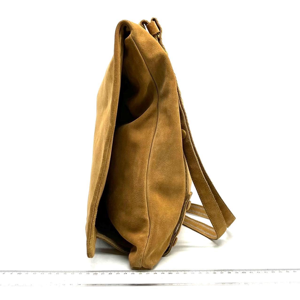 Bottega Veneta Maxi Messenger Bag Suede Leather Tan For Sale 3