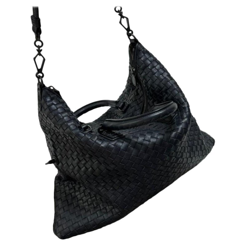 Bottega Veneta Medium Convertible Tote Bag Hobo Black Leather Two-way Carry 40cm