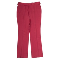 Bottega Veneta Men's Flared Trousers Red Wool Cotton Blend IT50 M-L