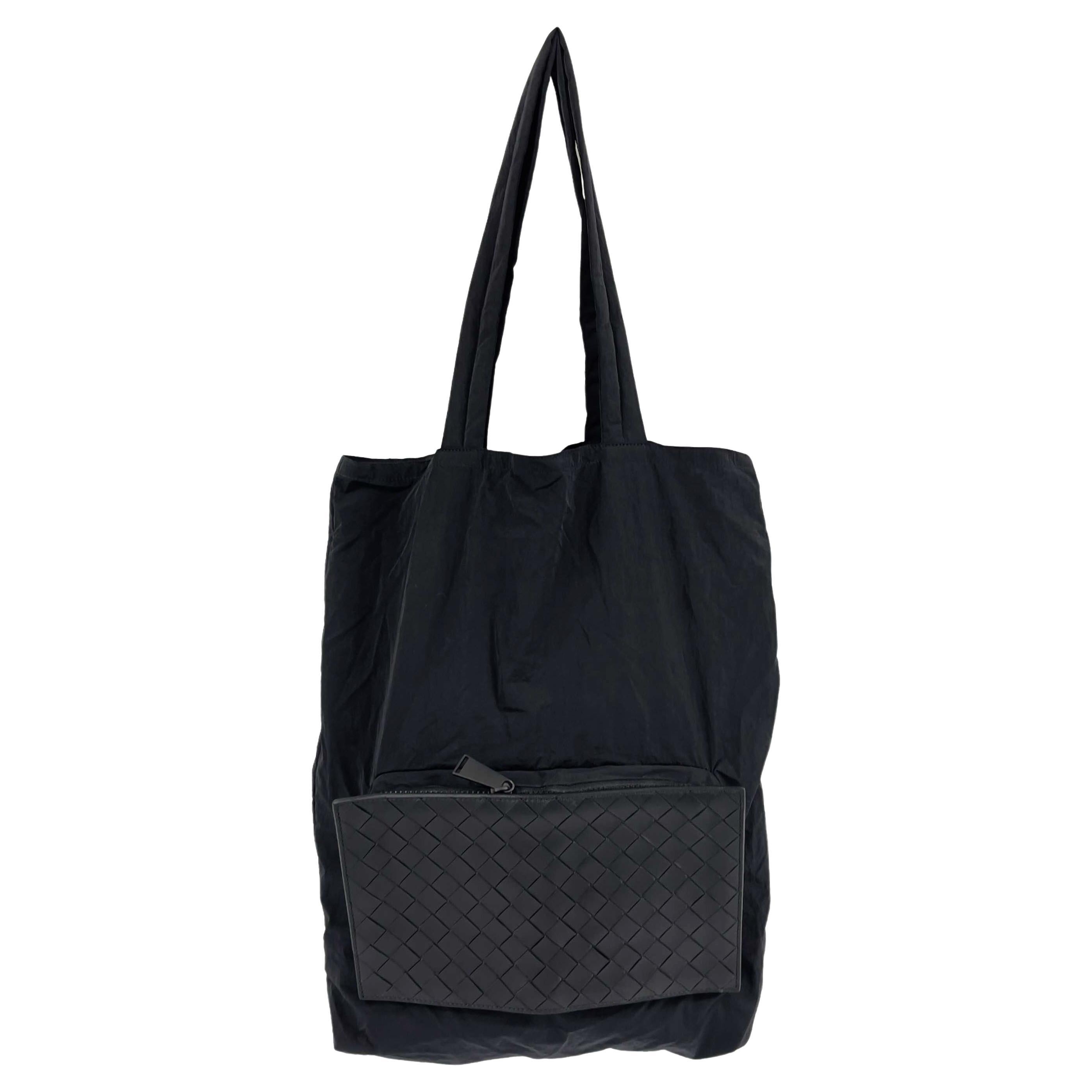 Bottega Veneta Men's Unisex Foldable Nylon Nappa Intrecciato Tote Shopping Bag