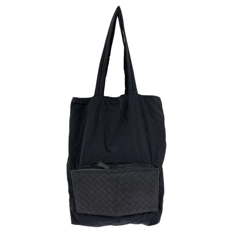 Bottega Men's Unisex Foldable Nylon Nappa Intrecciato Tote