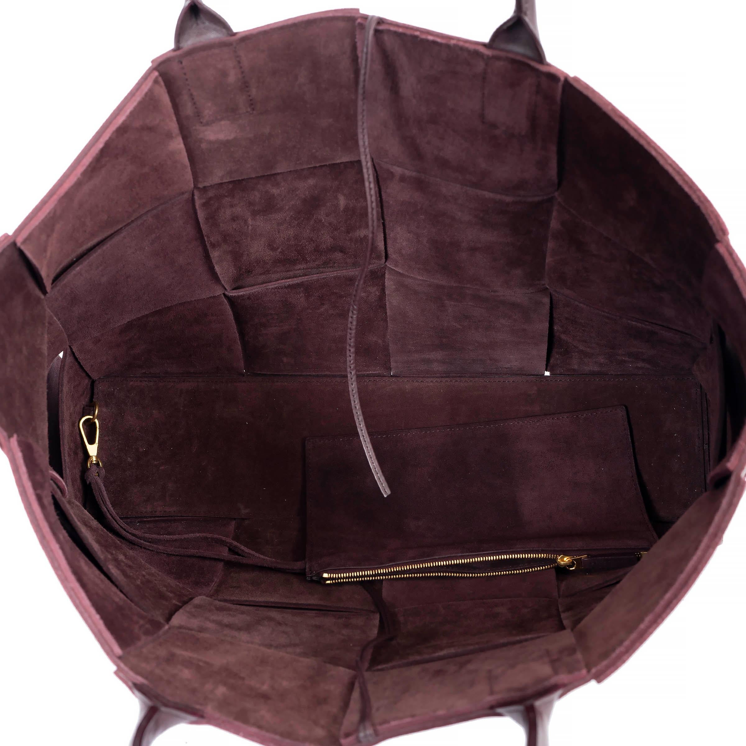 Women's BOTTEGA VENETA Merlot burgundy Intrecciato leather ARCO LARGE TOTE Bag
