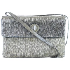 Bottega Veneta Mesh Crossbody Turnlock Flap 9bvr1106 Silver Leather Shoulder Bag