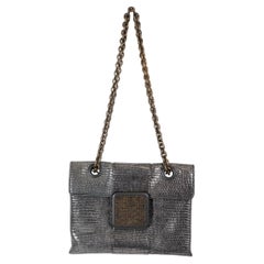 BOTTEGA VENETA metallic antique silver 2017 ENVELOPE METAL LIZARD Bag