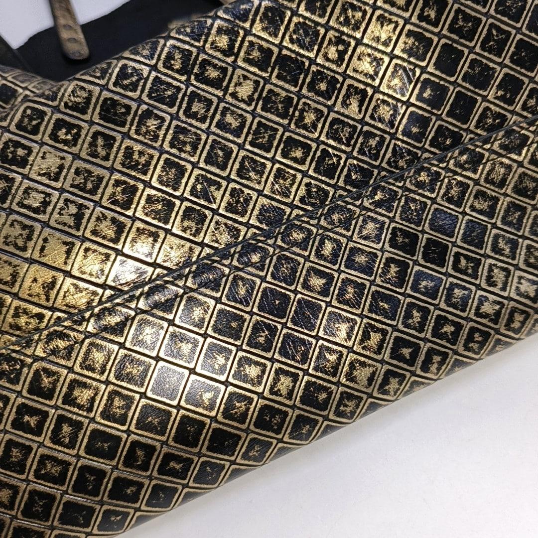 Bottega Veneta Metallic Black Gold Intrecciomirage Leather Tote Bag 6