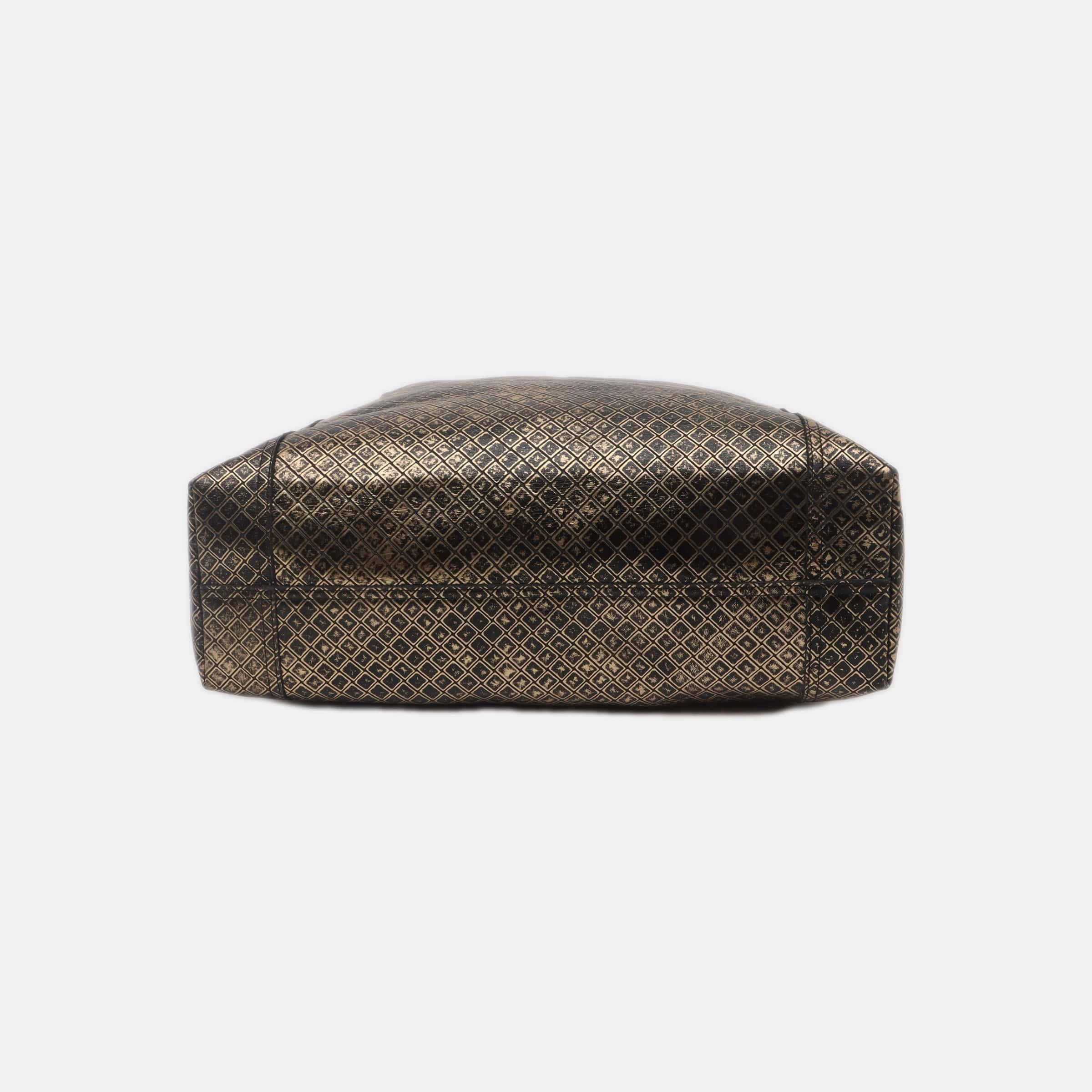 Bottega Veneta Metallic Black Gold Intrecciomirage Leather Tote Bag 1