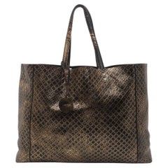 Bottega Veneta Metallic Black Gold Intrecciomirage Leather Tote Bag