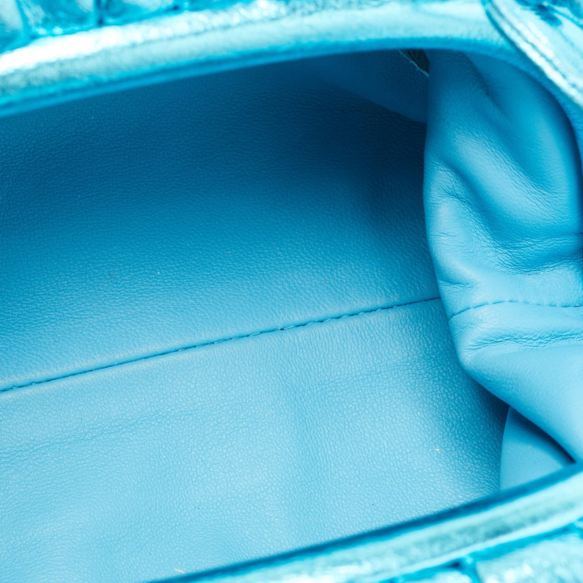 Bottega Veneta Metallic Blue Leather Mini The Pouch Bag 1