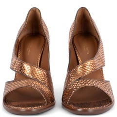 BOTTEGA VENETA metallic copper Faux Snakeskin Sandals Shoes 38.5