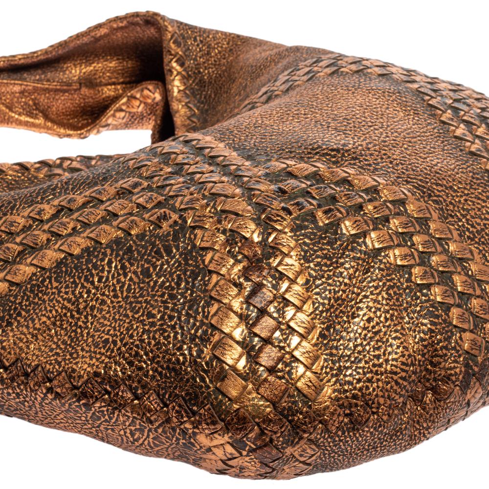 Bottega Veneta Metallic Kupfer Gold Leder Cervo Hobo 8
