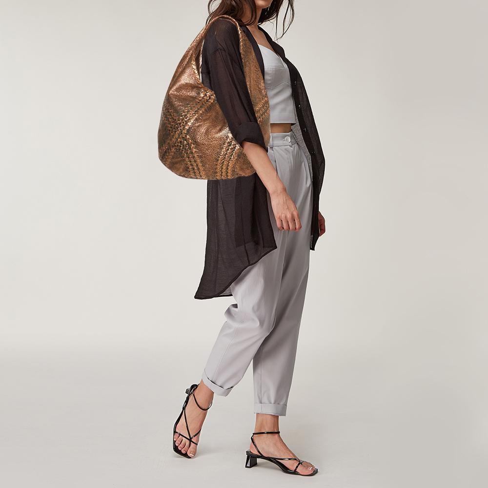 Bottega Veneta Metallic Kupfer Gold Leder Cervo Hobo (Braun)