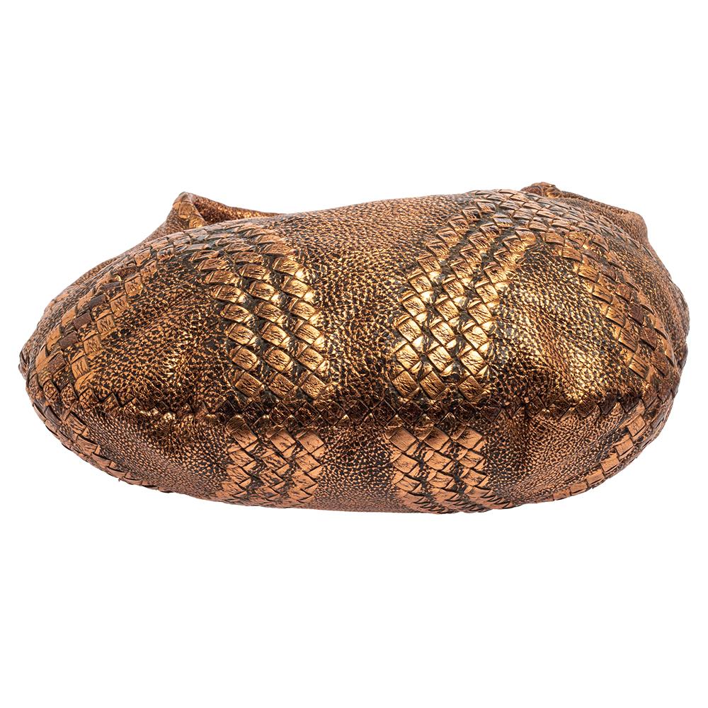 Bottega Veneta Metallic Kupfer Gold Leder Cervo Hobo Damen