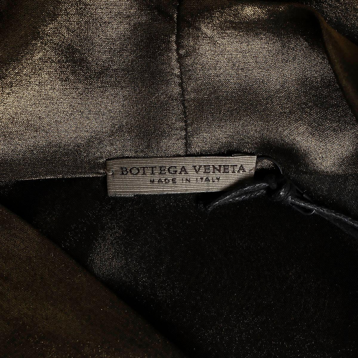 BOTTEGA VENETA metallic gold 2012 LUREX PUSSY-BOW Blouse Shirt 40 S For Sale 2
