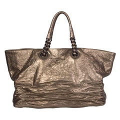 BOTTEGA VENETA metallic gold leather CORDED WAVE Tote Bag