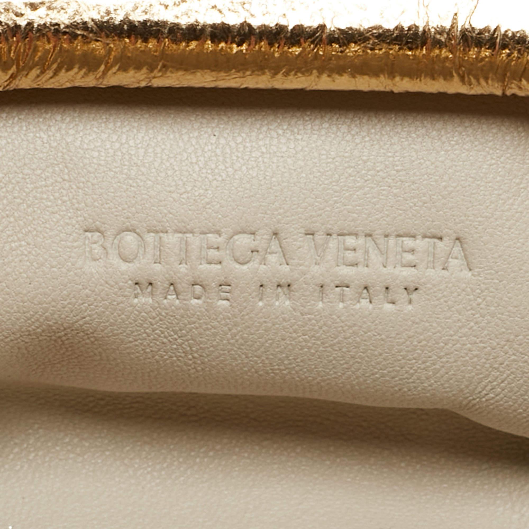 Bottega Veneta Metallic Gold Leather The Pouch Coin Purse 4