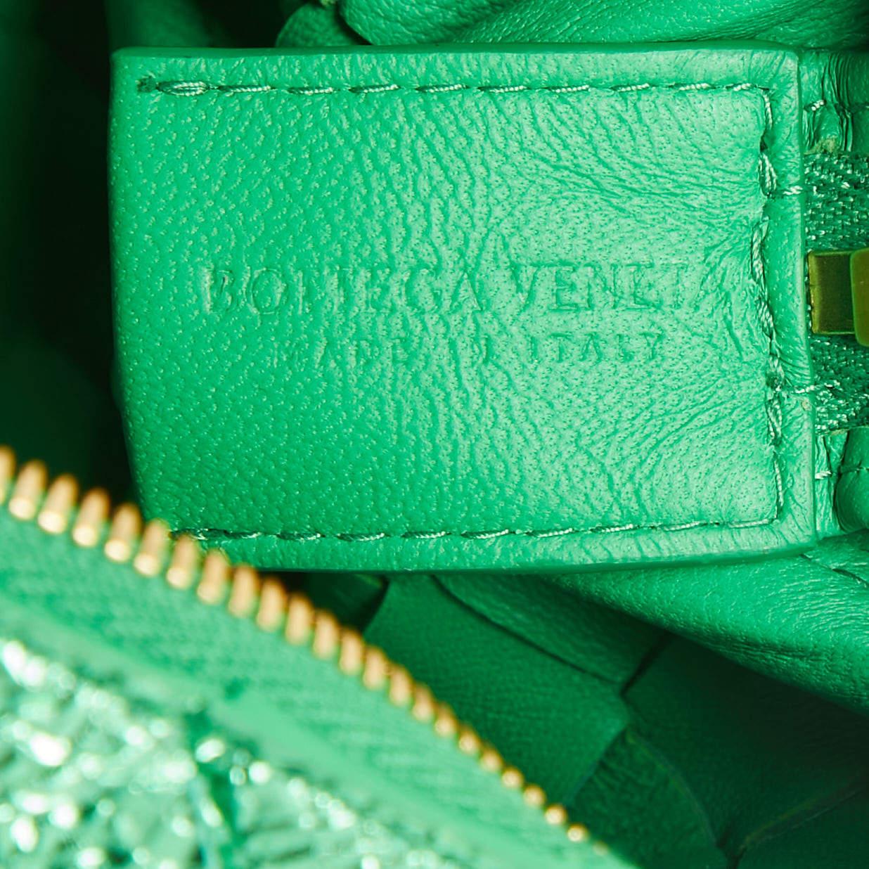 Bottega Veneta Metallic Green Intrecciato Leather Mini Loop Camera Bag 4