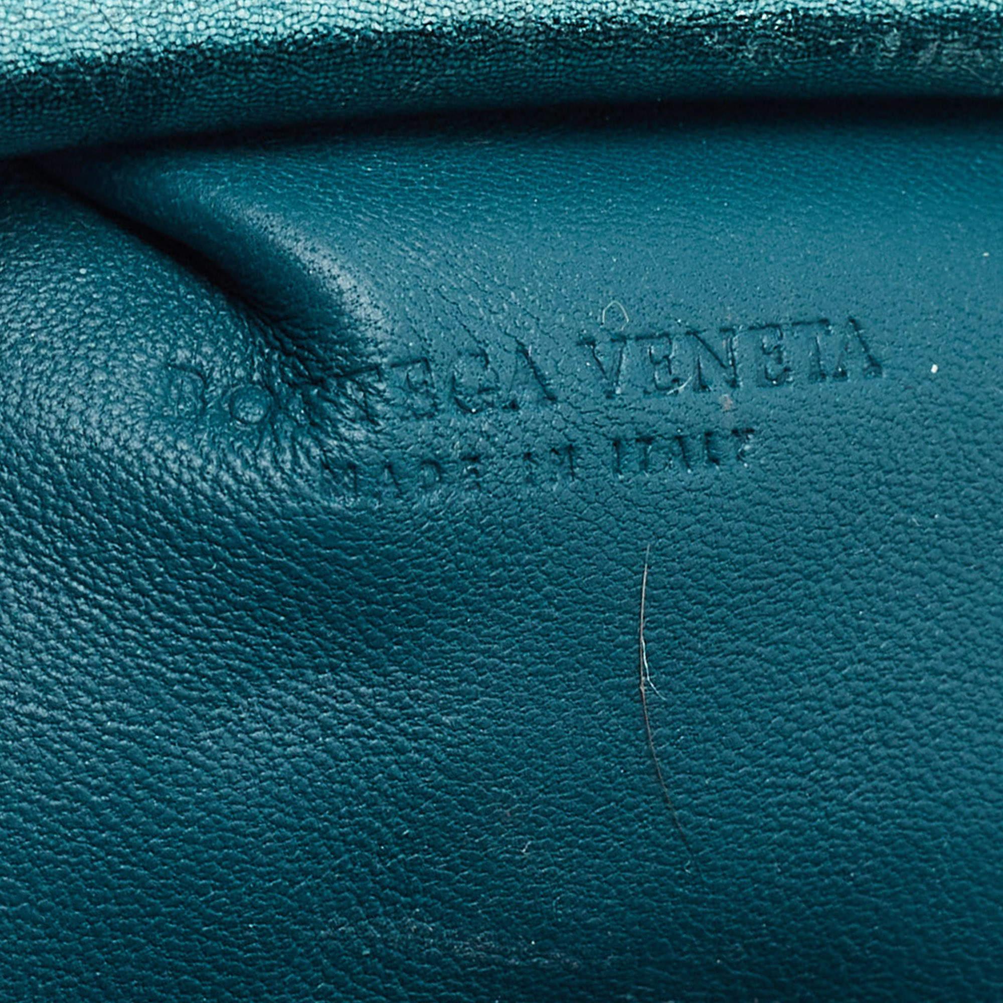 Bottega Veneta Metallic Green Leather Mini Pouch Clutch 5