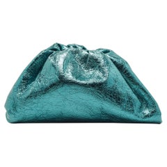 Bottega Veneta Metallic Green Leather The Pouch Clutch