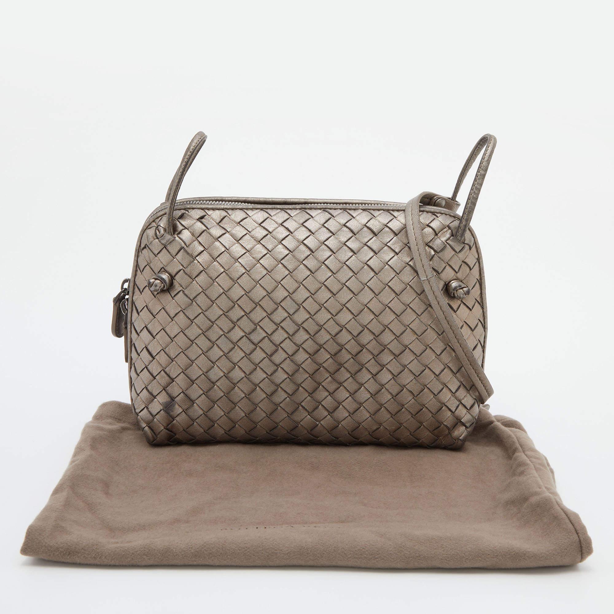 Bottega Veneta Metallic Intrecciato Leather Nodini Crossbody Bag 8