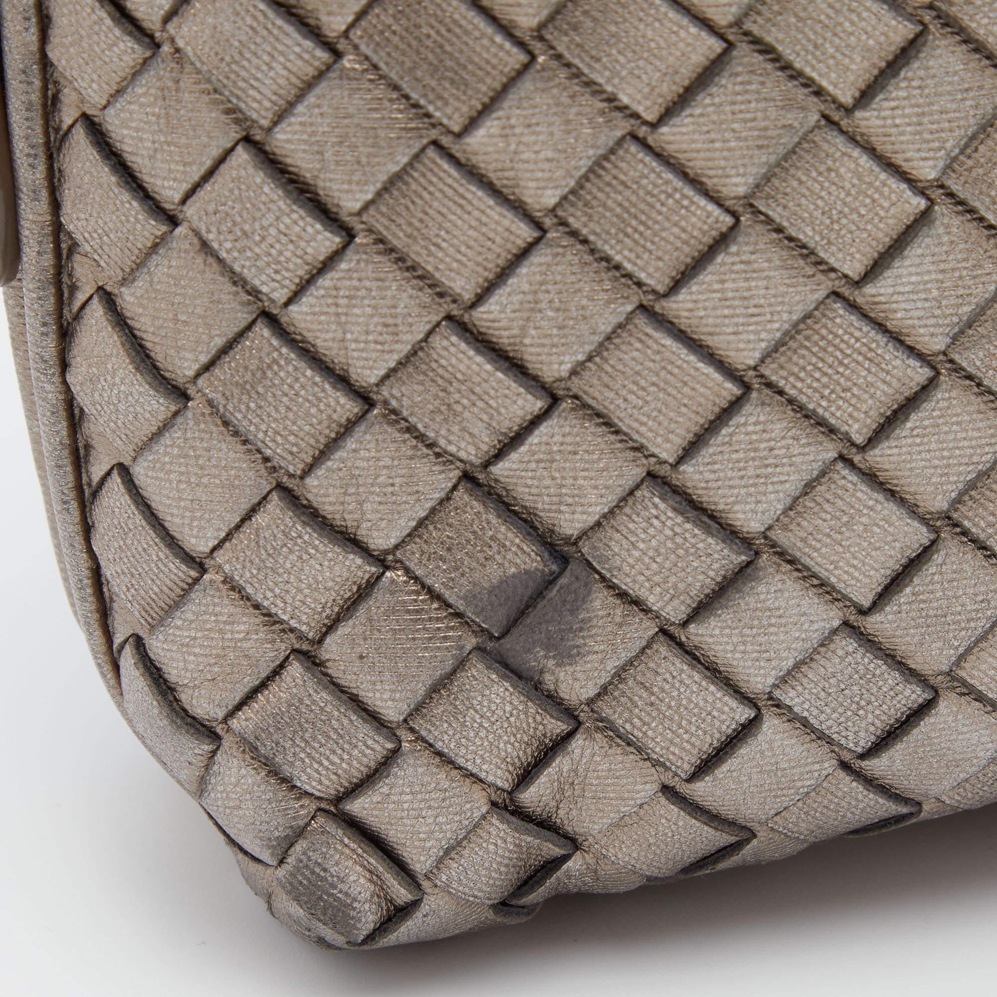 Women's Bottega Veneta Metallic Intrecciato Leather Nodini Crossbody Bag