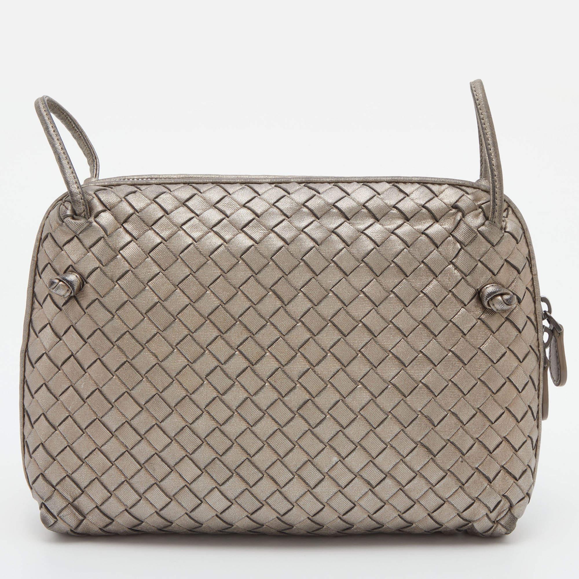 Bottega Veneta Metallic Intrecciato Leather Nodini Crossbody Bag 5