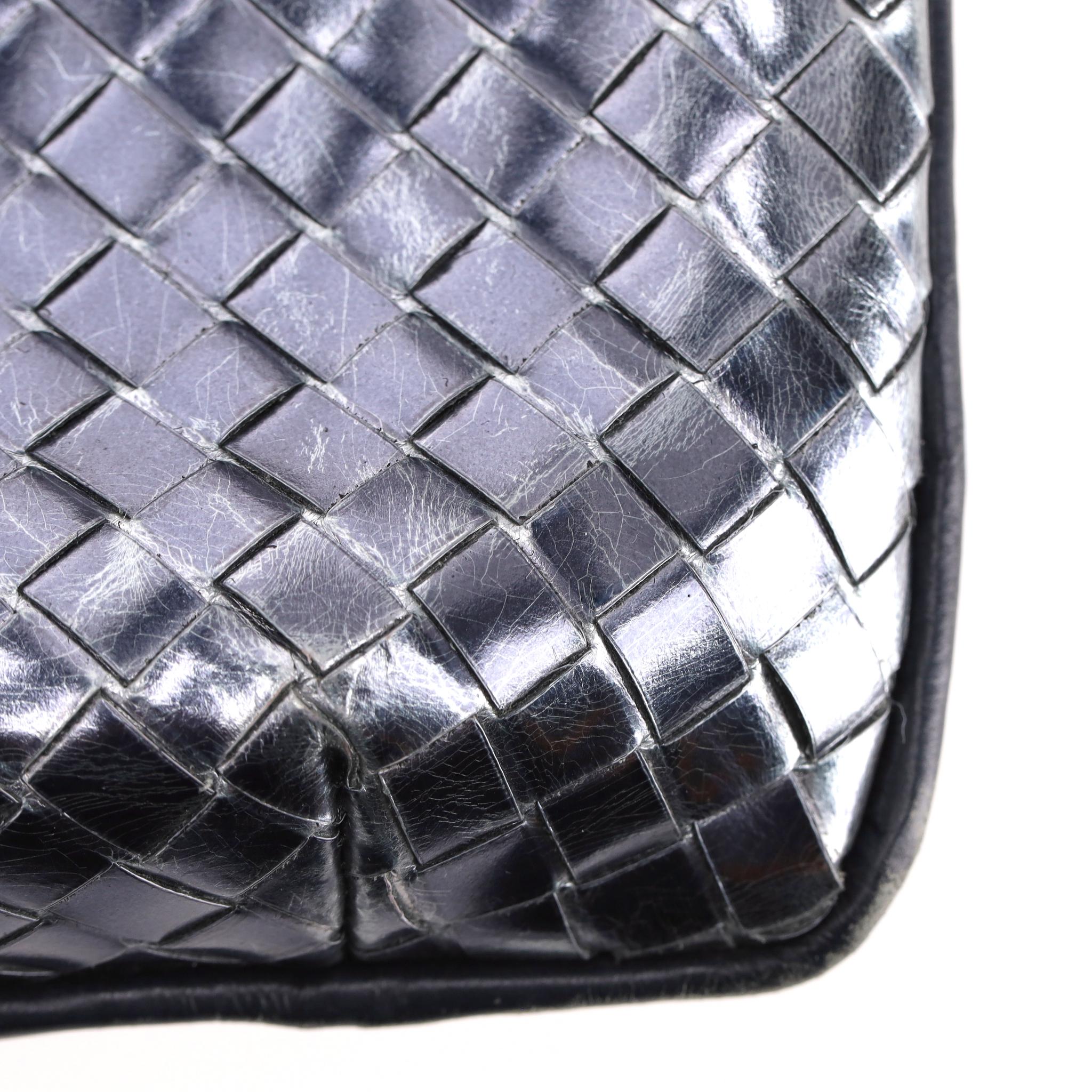 Bottega Veneta Metallic Intrecciato Leather Tote Bag For Sale 3
