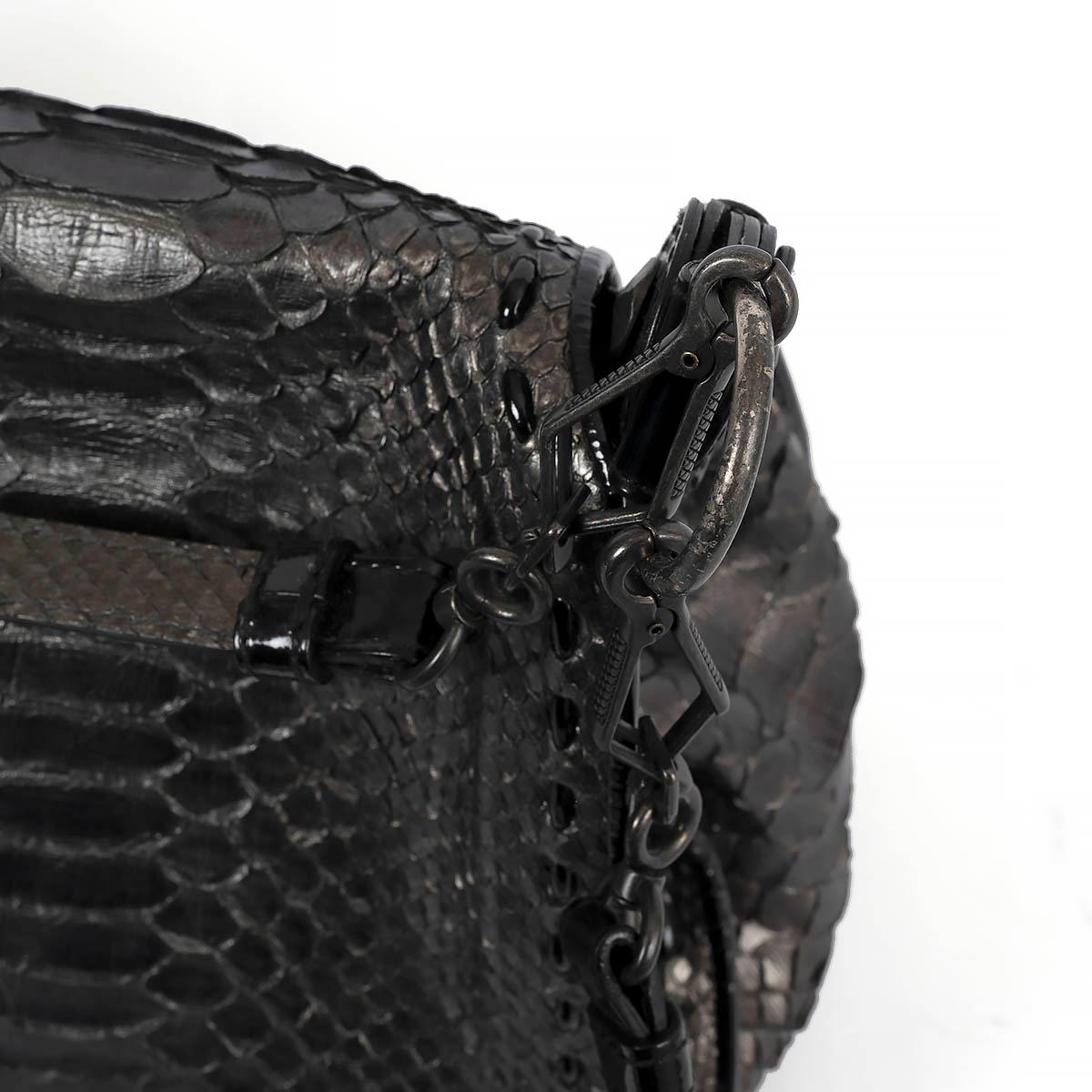 BOTTEGA VENETA metallic iron silver PYTHON FLAP Shoulder Bag For Sale 6