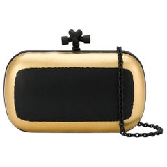 Used Bottega Veneta Metallic Leather Knot Clutch Bag