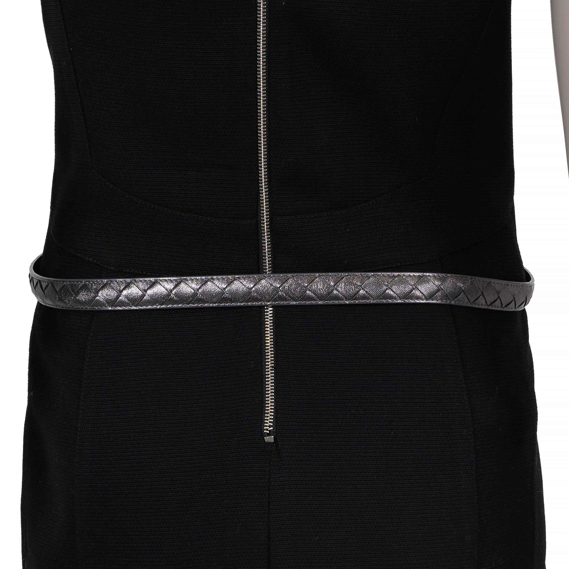 BOTTEGA VENETA Piel de peltre metalizada Cinturón INTRECCIATO 85 34 en Excelente estado para la venta en Zürich, CH