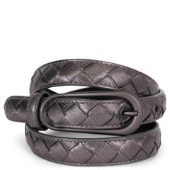 BOTTEGA VENETA ceinture INTRECCIATO en cuir étain métallisé 85 34