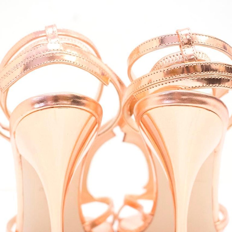 Bottega Metallic Rose Gold Heels US 8.5 at 1stDibs gold bottega heels, bottega gold